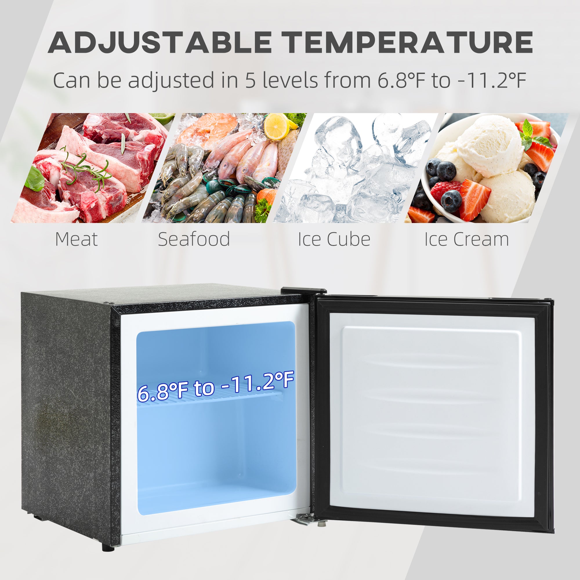 Mini Freezer 1.1 Cu. Ft. Upright Black-DECOROLALA