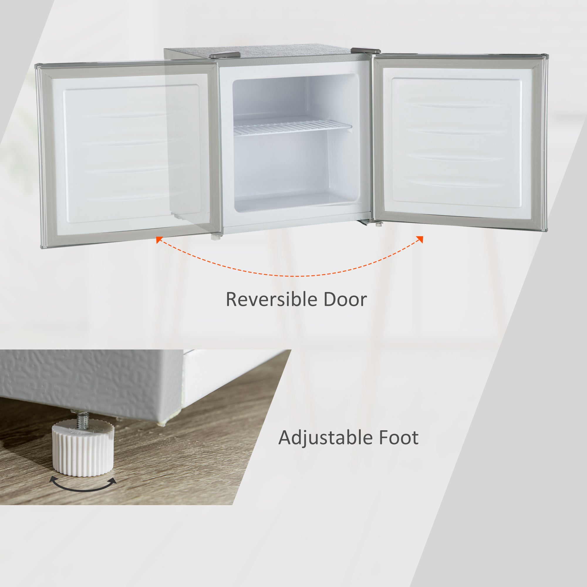 Mini Freezer 1.1 Cu. Ft. Upright Grey-DECOROLALA