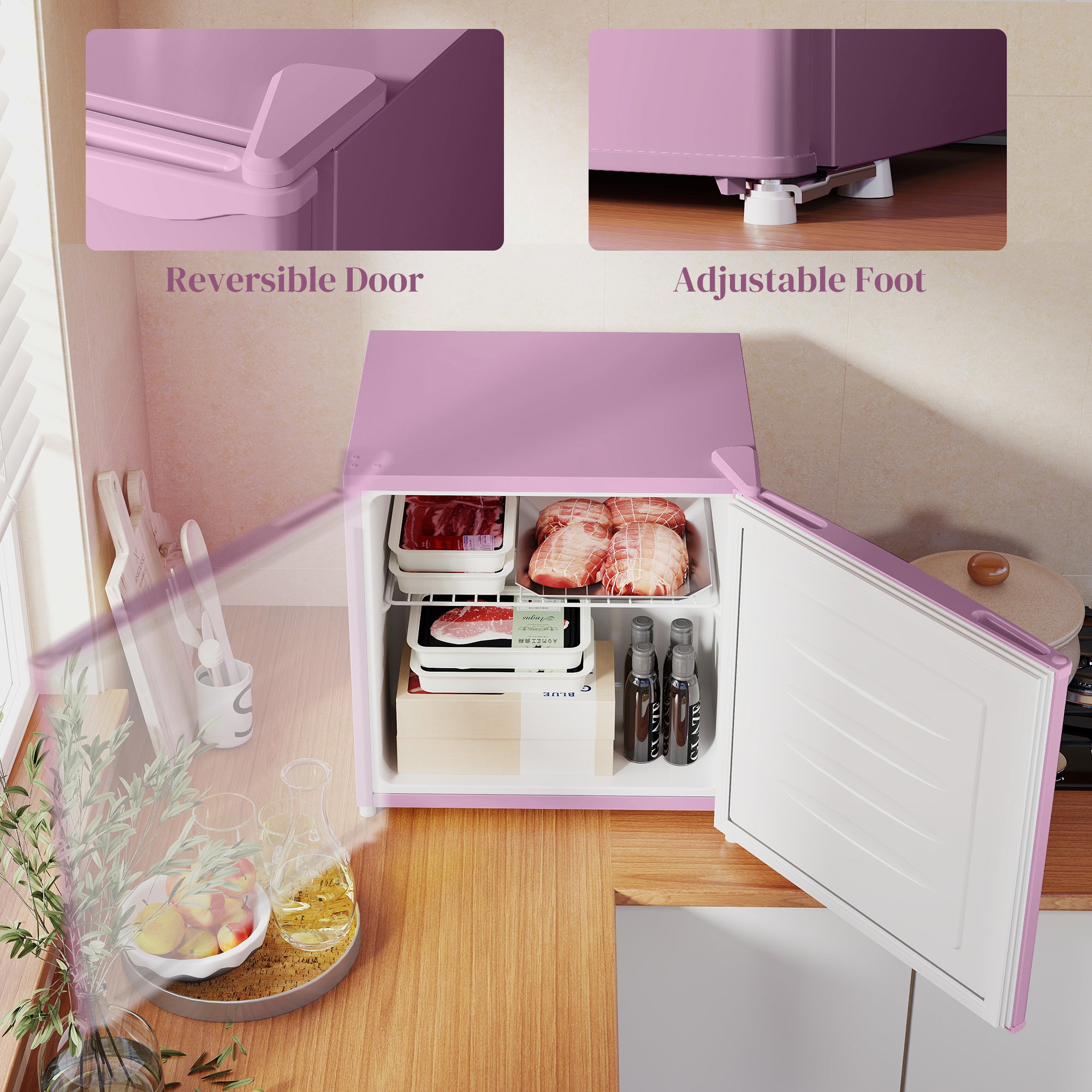 Mini Freezer 1.1 Cu. Ft. Upright Pink-DECOROLALA