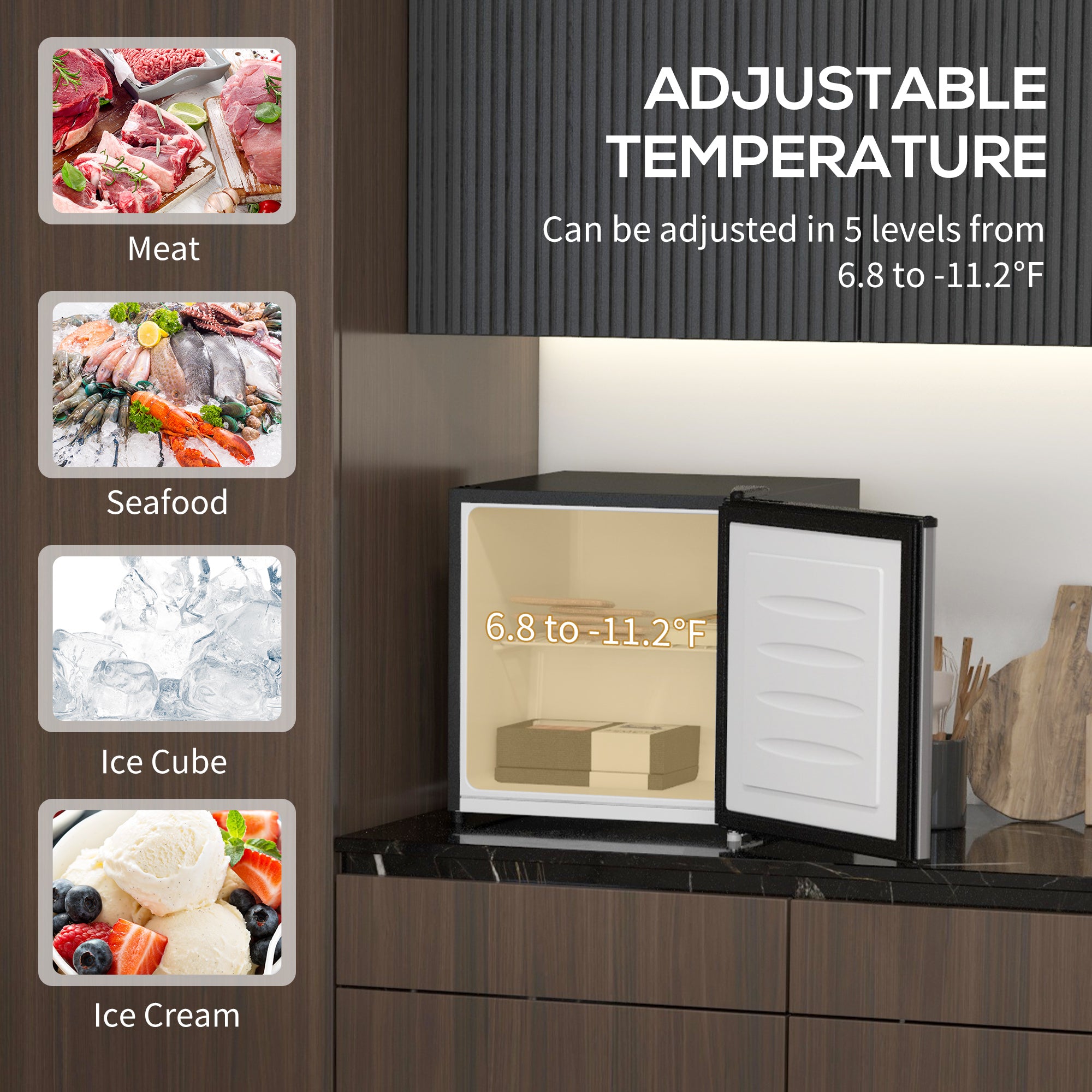 Mini Freezer 1.1 Cu. Ft. Upright Silver-DECOROLALA