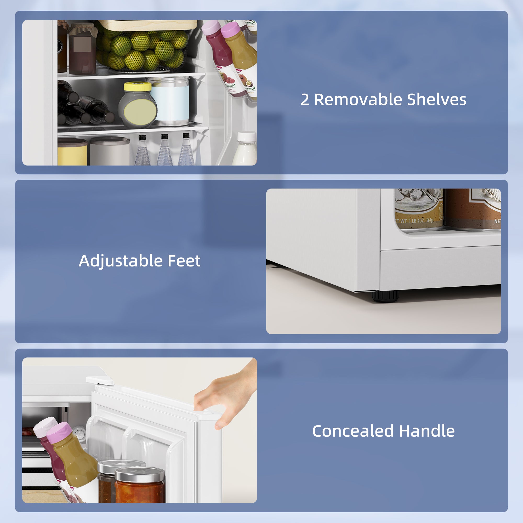 Mini Fridge 2.5 Cu.Ft White Reversible Door-DECOROLALA