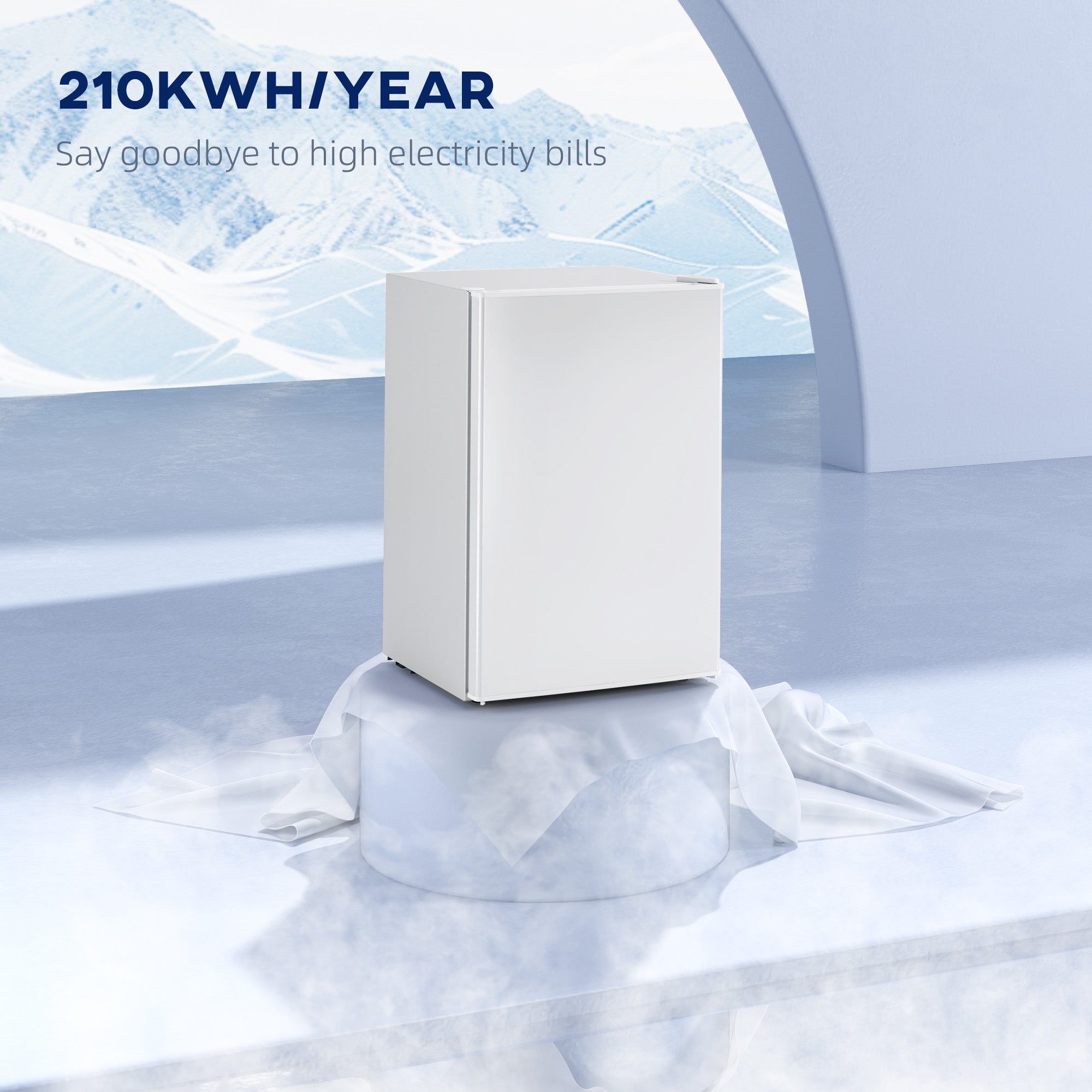 Mini Fridge 2.5 Cu.Ft White Reversible Door-DECOROLALA