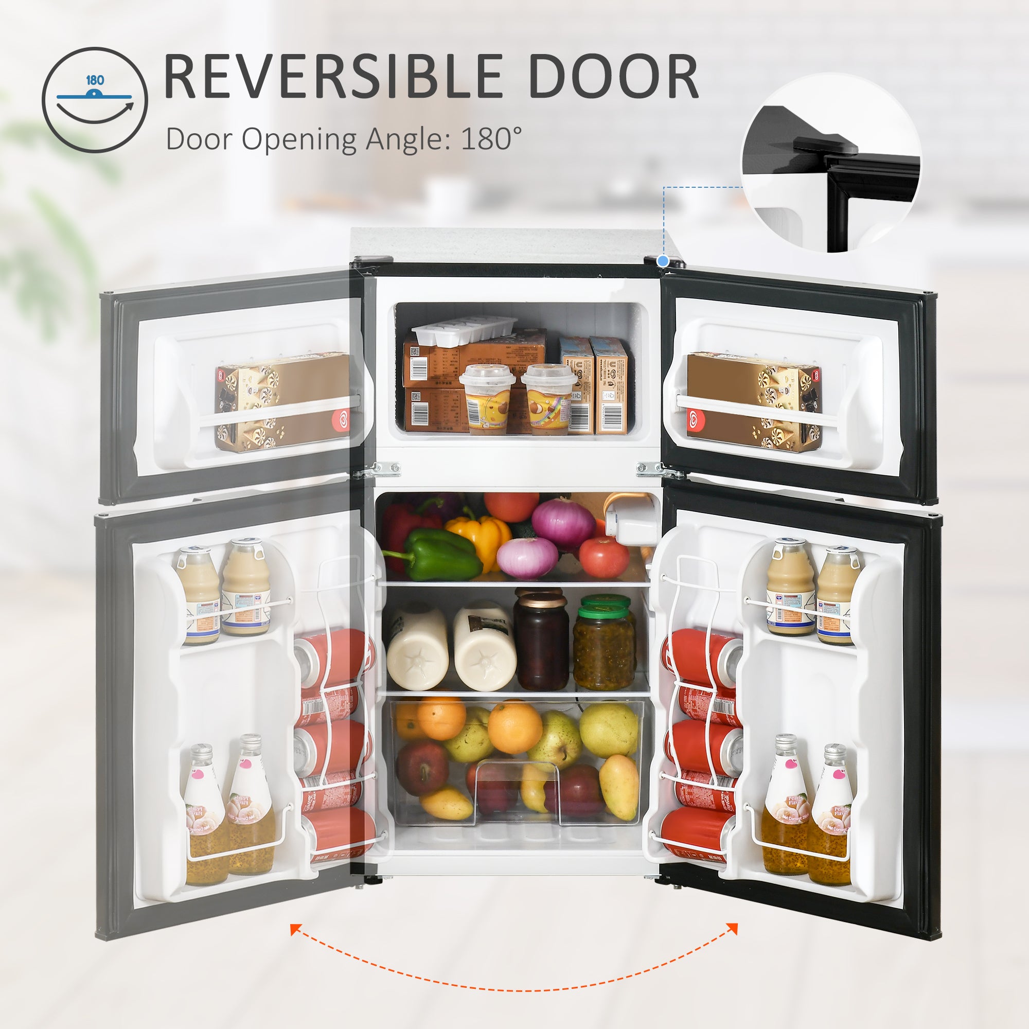 Mini Fridge 3.2 Cu Ft Freezer Black-DECOROLALA