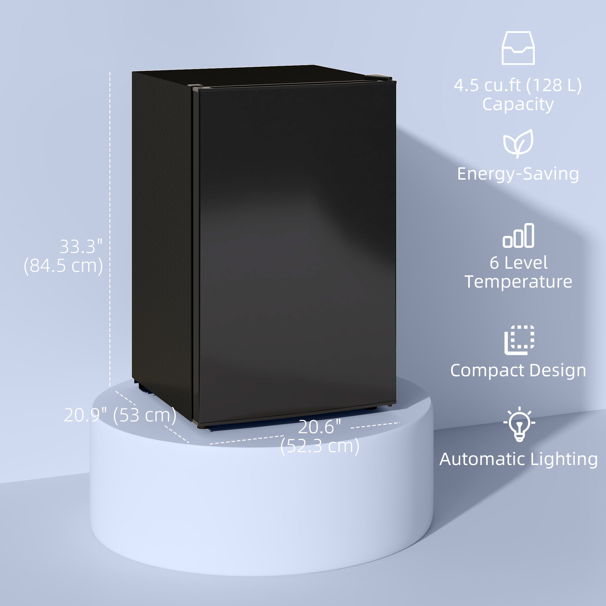 Mini Fridge 4.5 Cu Ft Black Reversible Door-DECOROLALA
