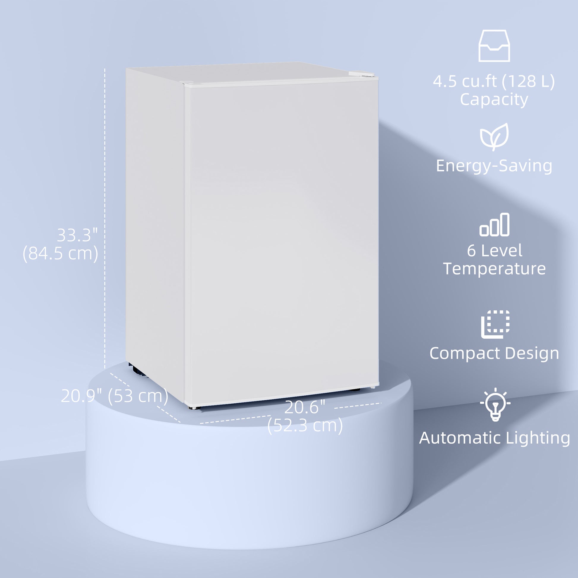 Mini Fridge 4.5 Cu Ft White Reversible Door-DECOROLALA