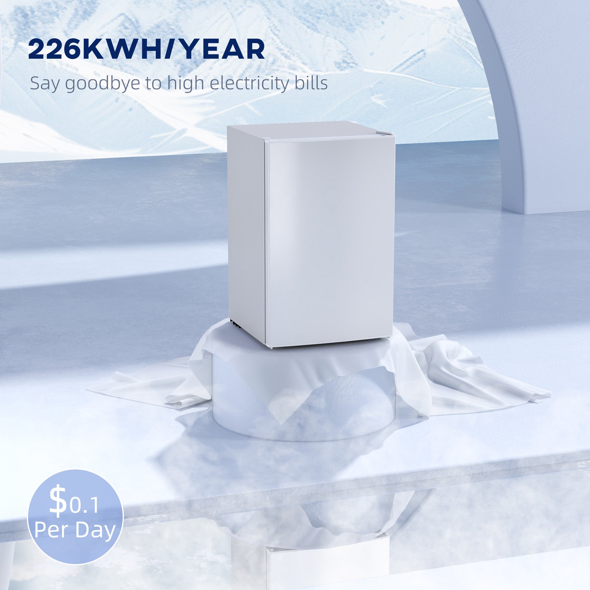 Mini Fridge 4.5 Cu Ft White Reversible Door-DECOROLALA