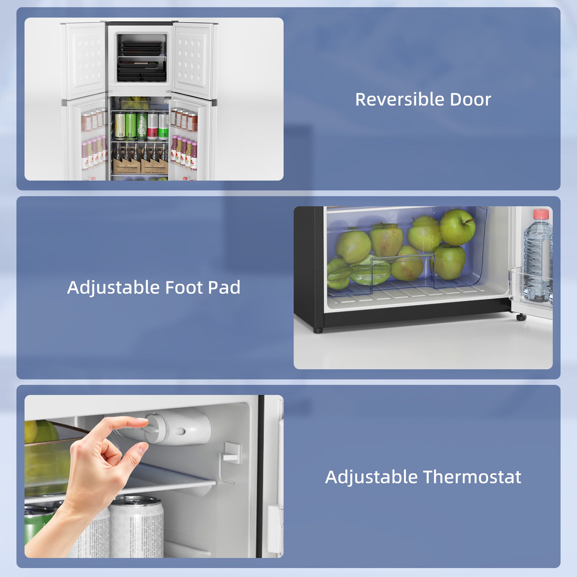 Mini Fridge 4.6 Cu.Ft Double Door Silver-DECOROLALA