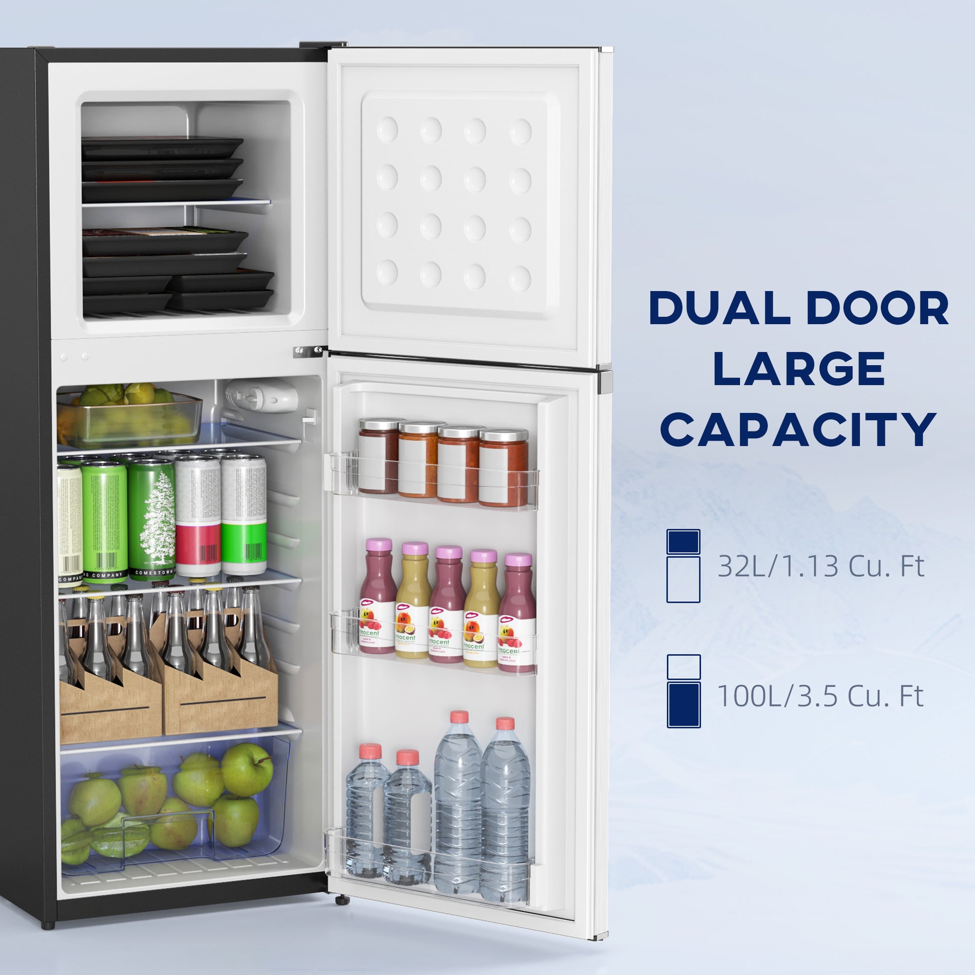 Mini Fridge 4.6 Cu.Ft Double Door Silver-DECOROLALA