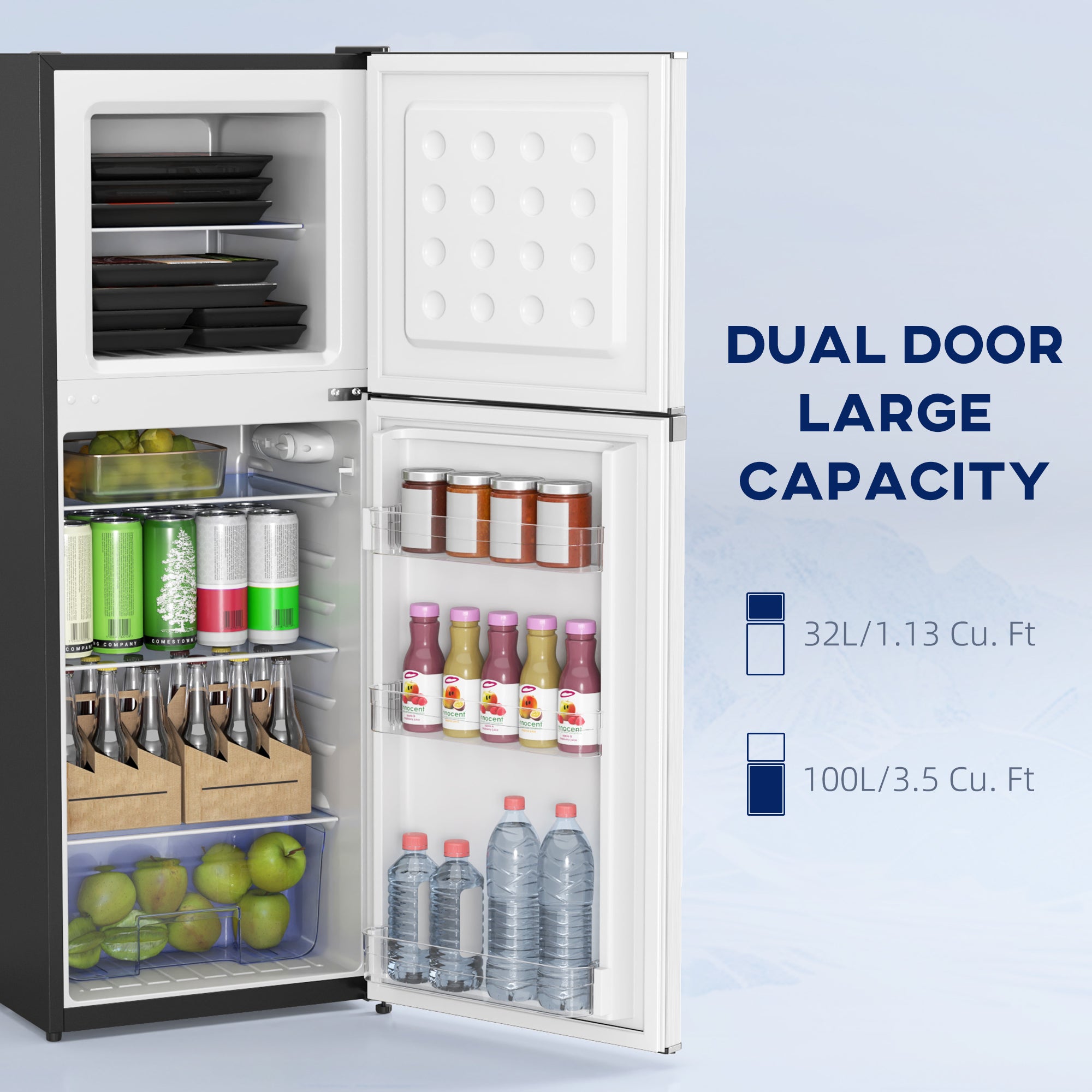Mini Fridge 4.6 Cu.Ft Double Door Silver-DECOROLALA