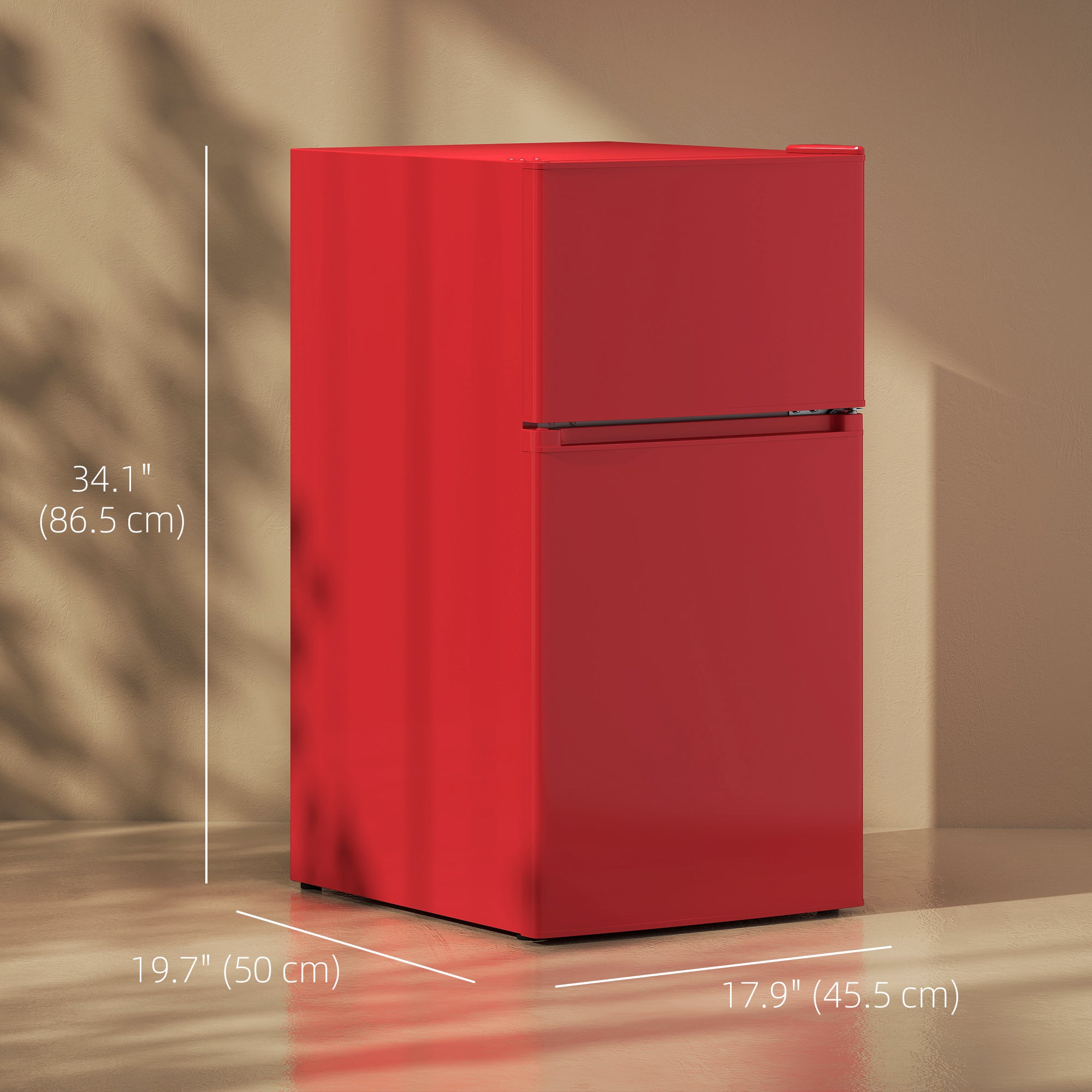 Mini Fridge Freezer 3.2 Cu Ft Red-DECOROLALA