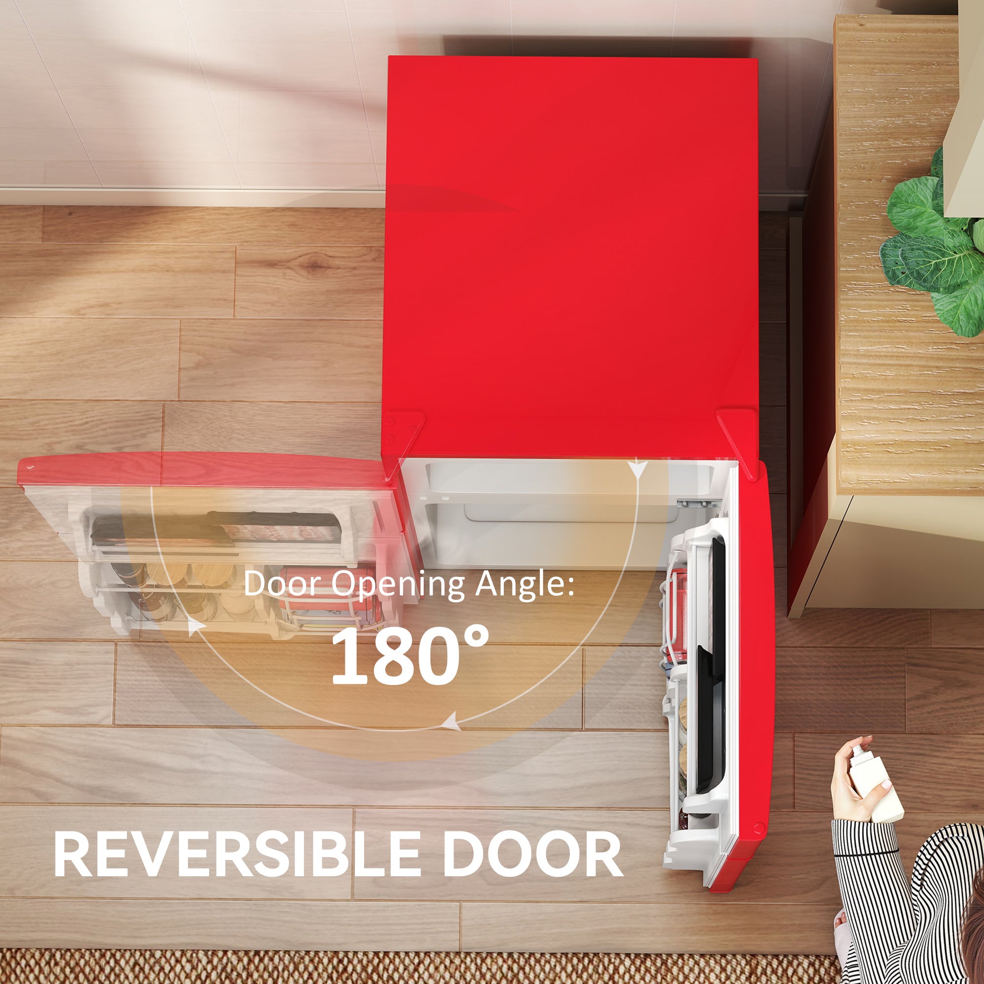 Mini Fridge Freezer 3.2 Cu Ft Red-DECOROLALA