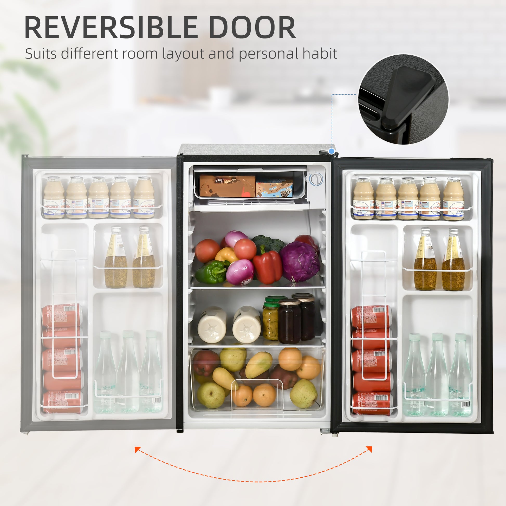 Mini Fridge Freezer 3.2 Cu.Ft Black-DECOROLALA