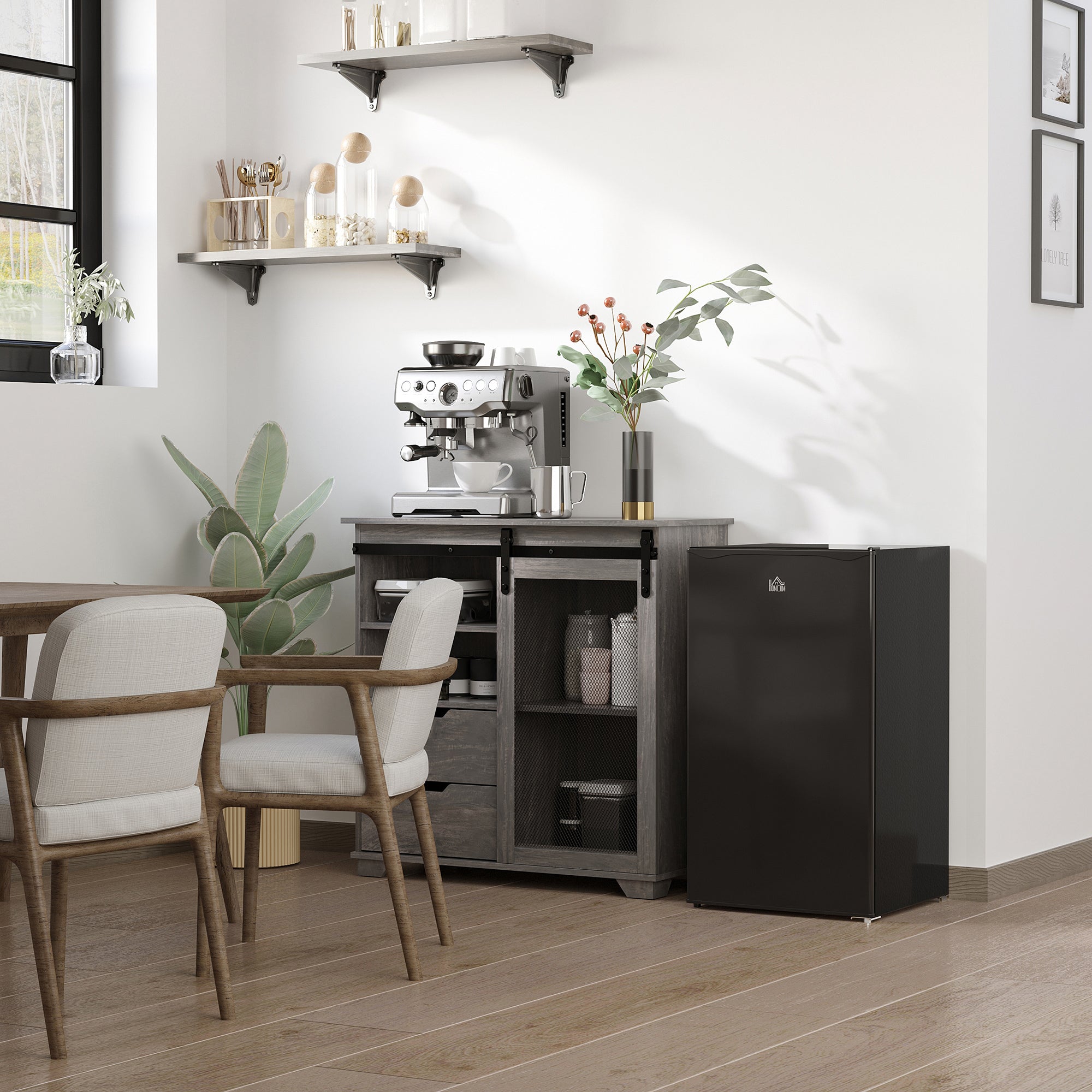 Mini Fridge Freezer 3.2 Cu.Ft Black-DECOROLALA