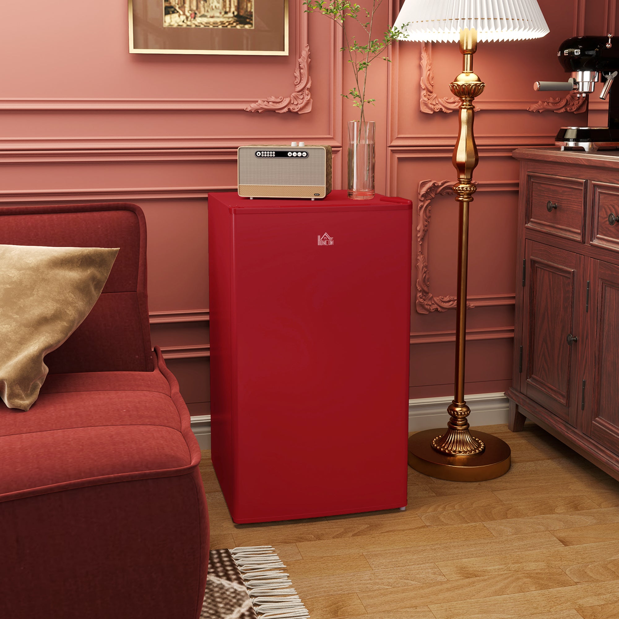 Mini Fridge Freezer 3.2 Cu.Ft Red-DECOROLALA