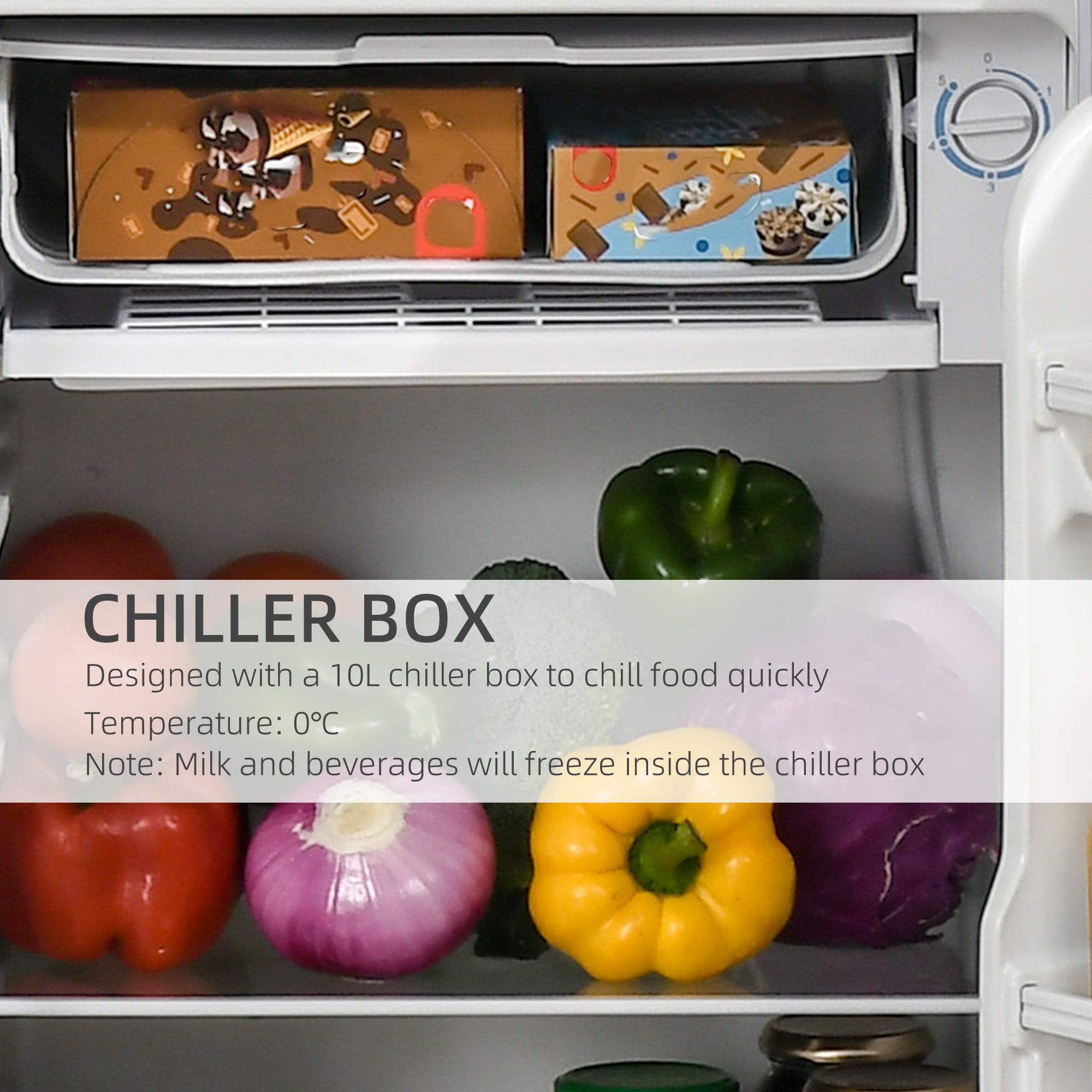 Mini Fridge Freezer 3.2 Cu.Ft Silver-DECOROLALA