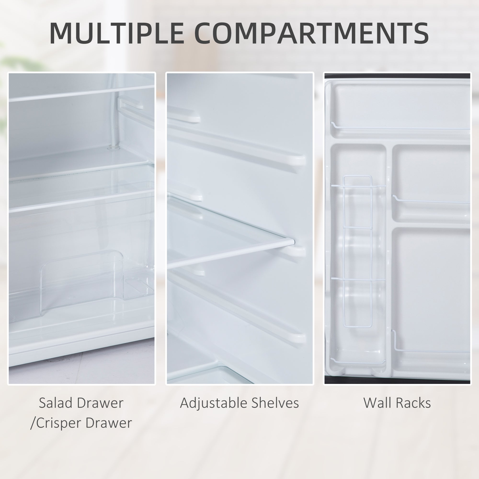 Mini Fridge Freezer 3.2 Cu.Ft Silver-DECOROLALA