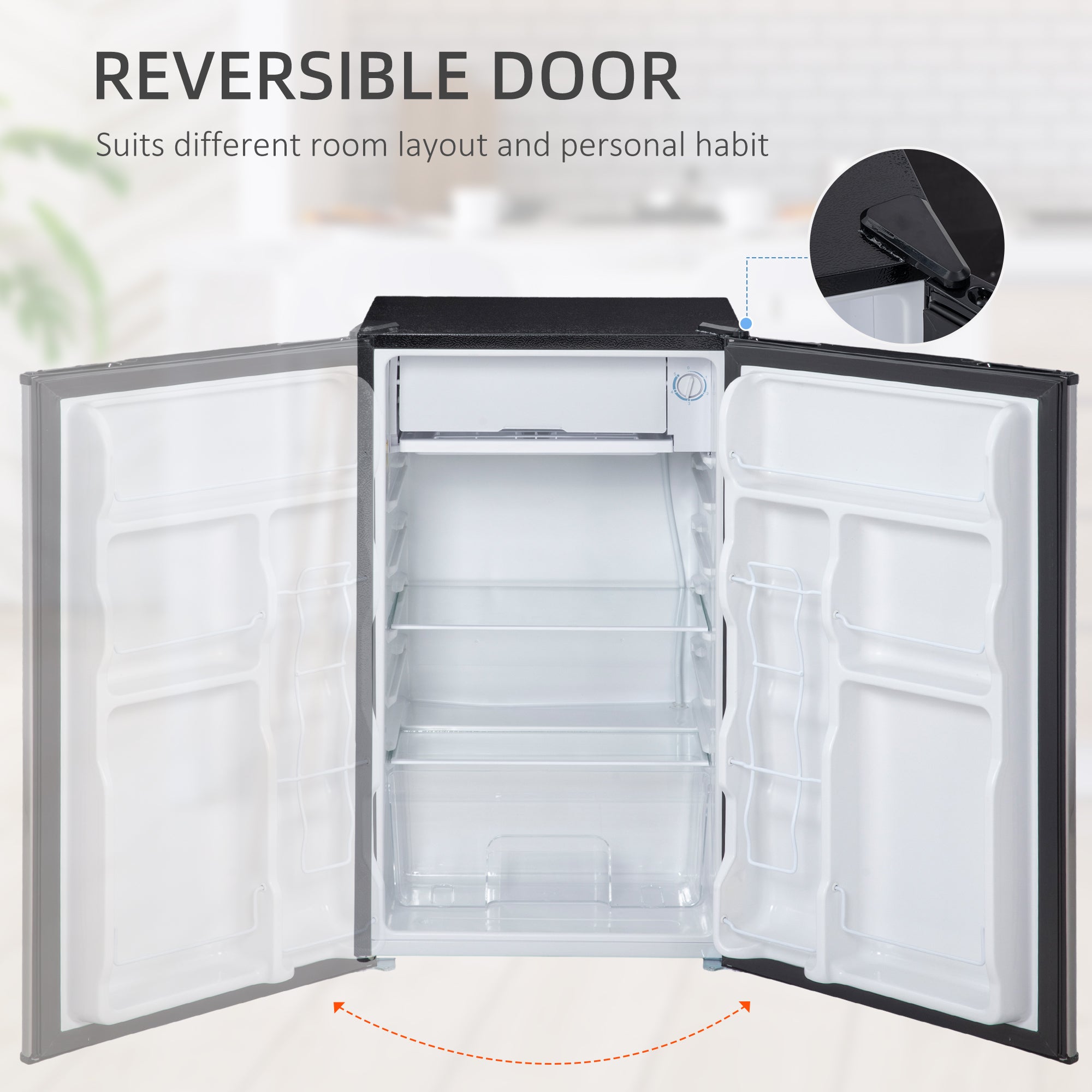 Mini Fridge Freezer 3.2 Cu.Ft Silver-DECOROLALA