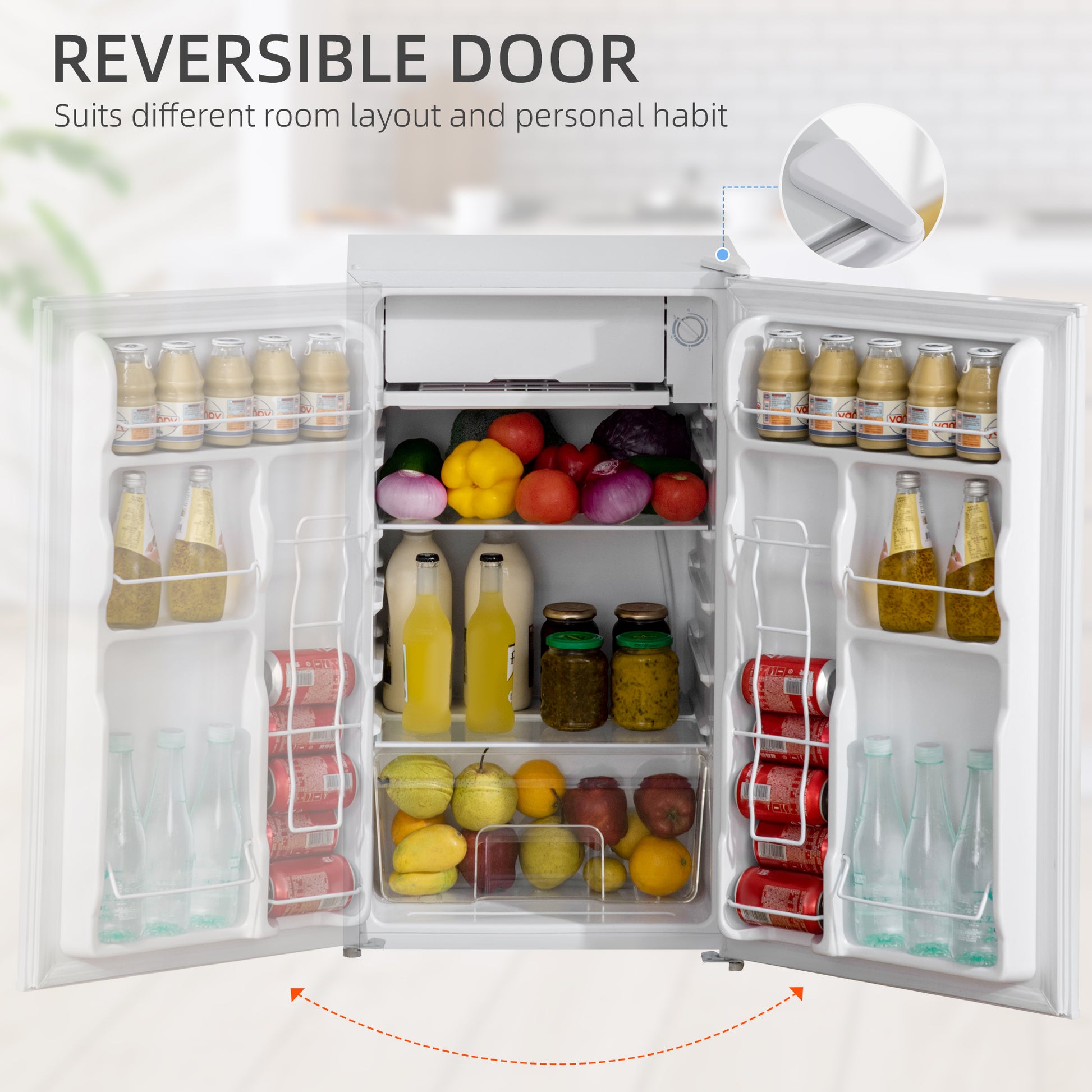 Mini Fridge Freezer 3.2 Cu.Ft White-DECOROLALA