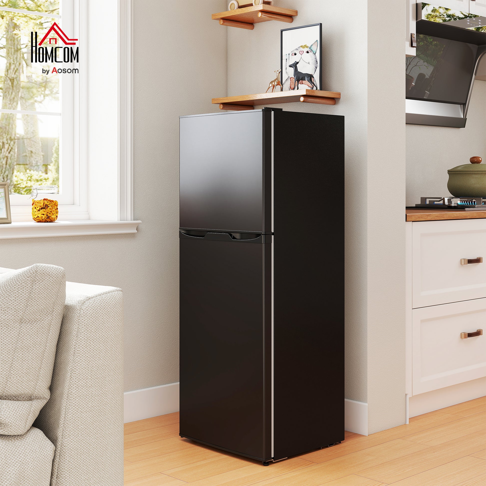 Mini Fridge Freezer 4.6 Cu.Ft Black-DECOROLALA