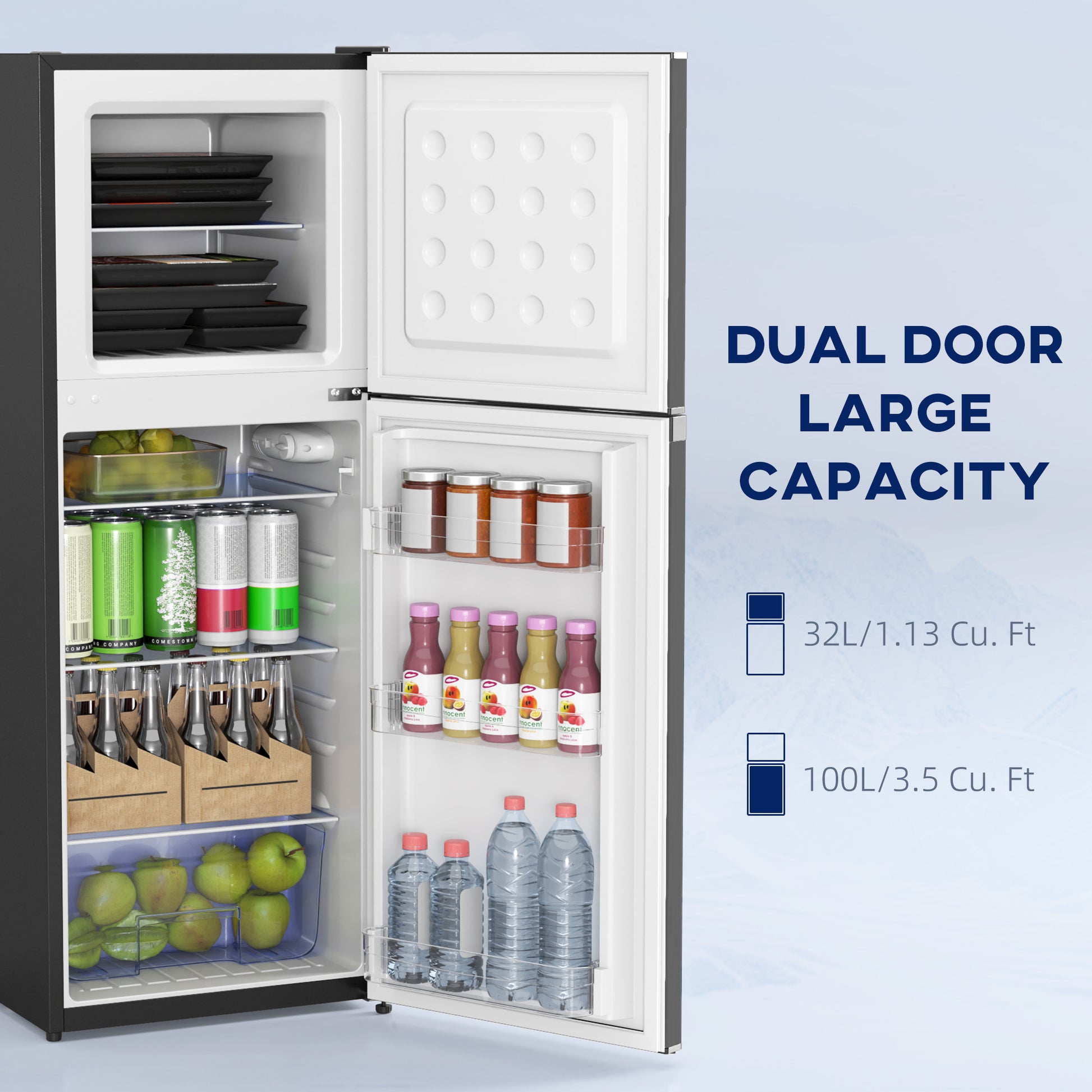 Mini Fridge Freezer 4.6 Cu.Ft Black-DECOROLALA