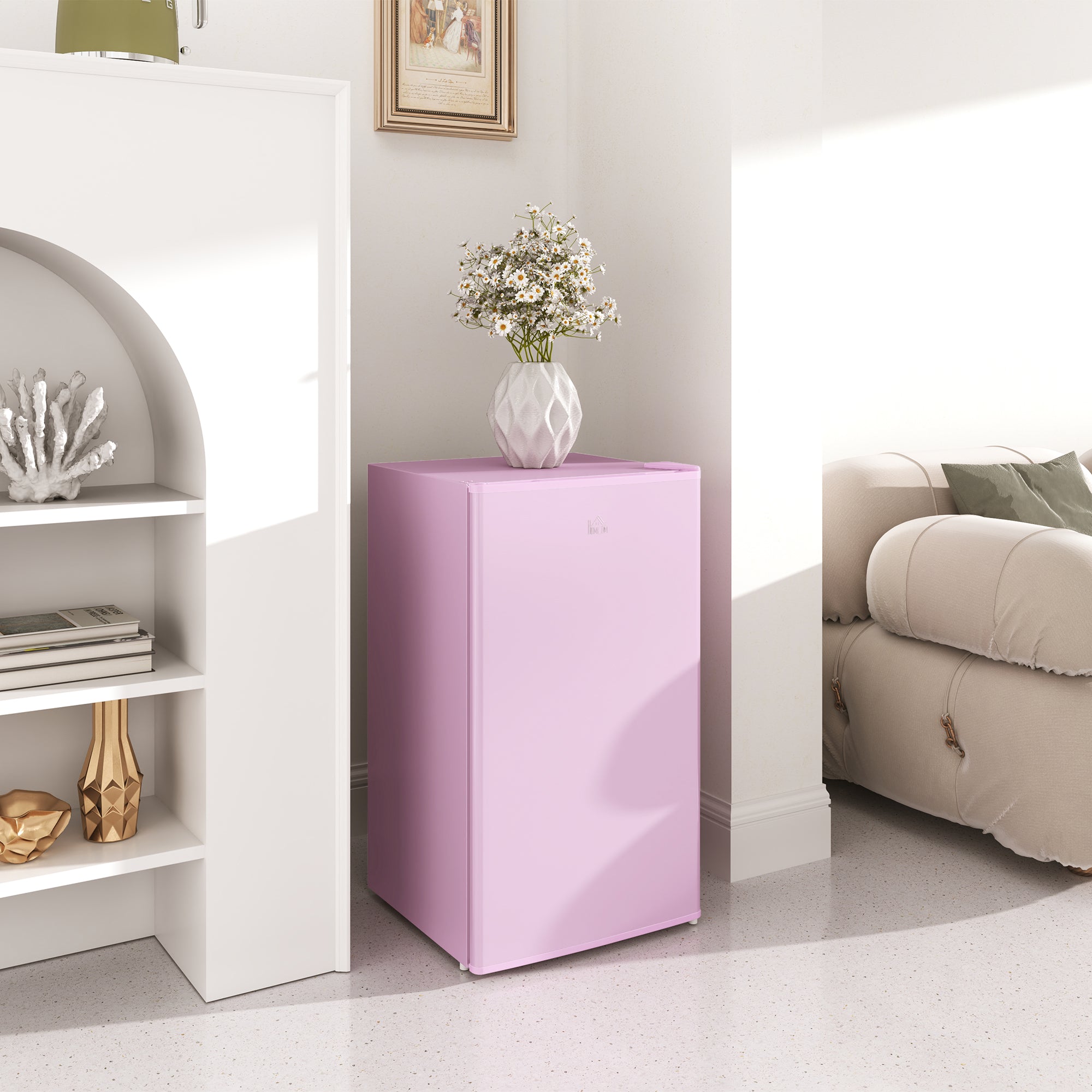 Mini Fridge with Freezer 3.2 Cu.Ft Pink-DECOROLALA