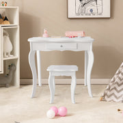 Mini Makeup Dressing Mirror Vanity Table Stool Set-Kids Vanities-DECOROLALA