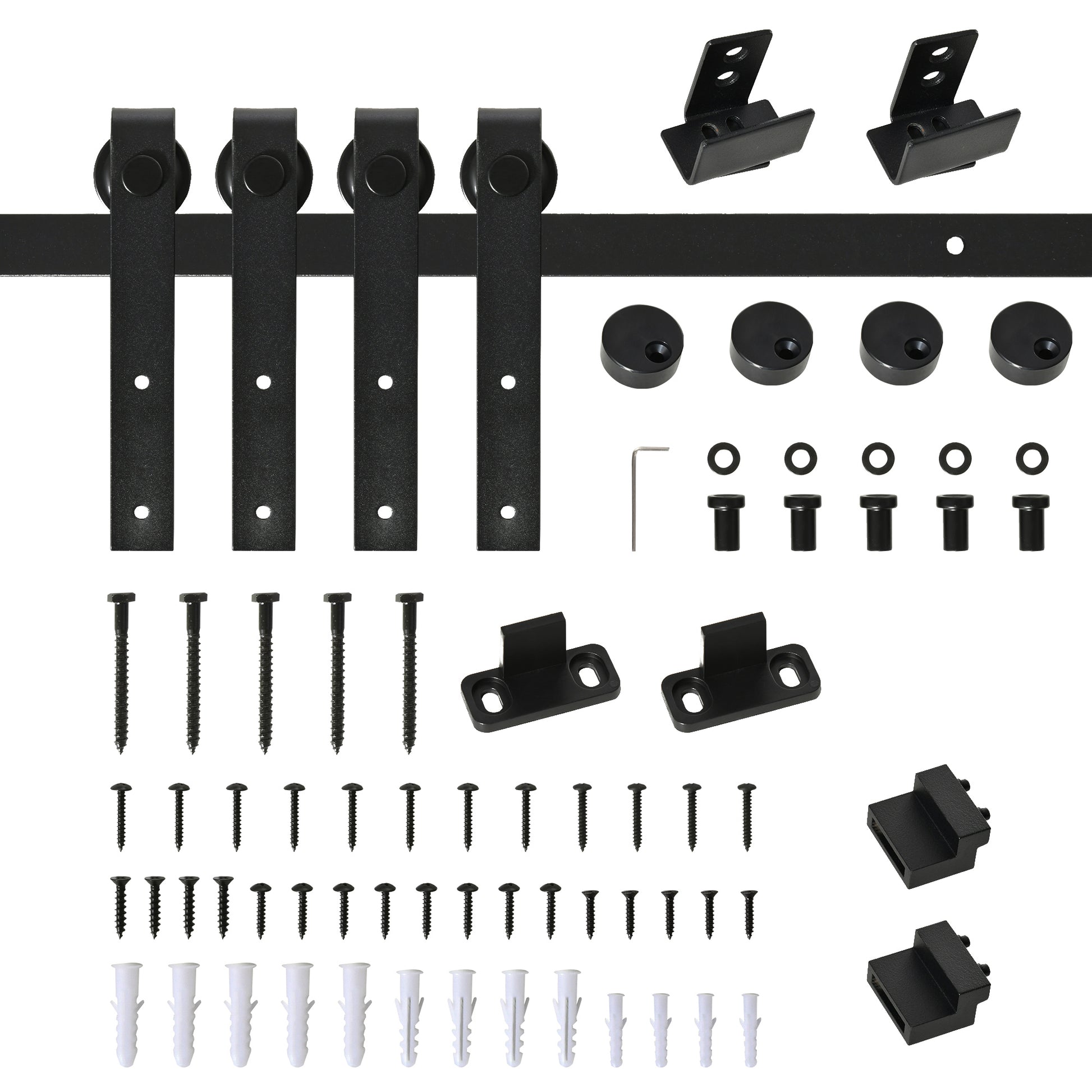 Mini Sliding Barn Door Hardware Kit for Double Doors, TV Stands, Cabinet Barn Door Hardware Kit, Fit 17.7" Wide Door Panel (J Shape), Black-Home Improvement > Hardware > Door Hardware-DECOROLALA