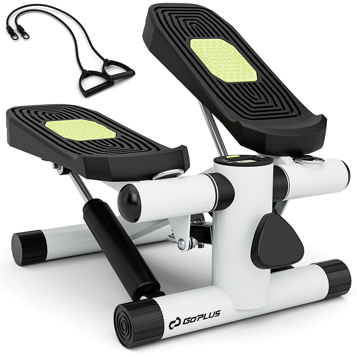Mini Stepper with Resistance Bands and Adjustable Height for Exercise at Home-White-Sporting Goods-DECOROLALA