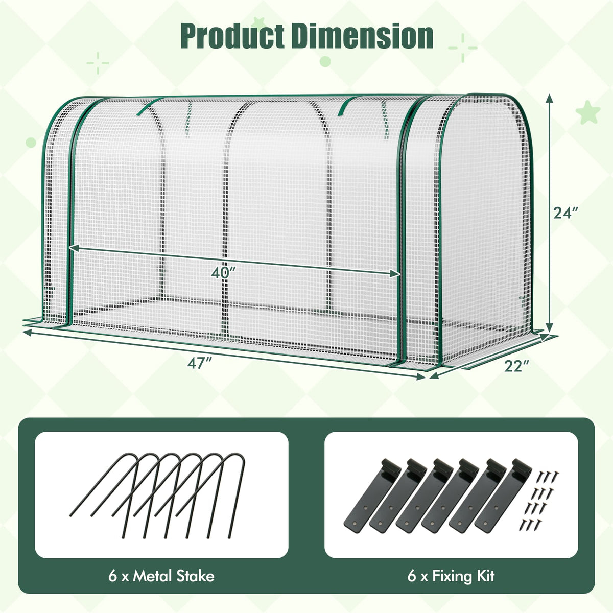 Mini Tunnel Greenhouse with Roll-up Zipper Door-White-Greenhouses-DECOROLALA