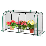 Mini Tunnel Greenhouse with Roll-up Zipper Door-White-Greenhouses-DECOROLALA