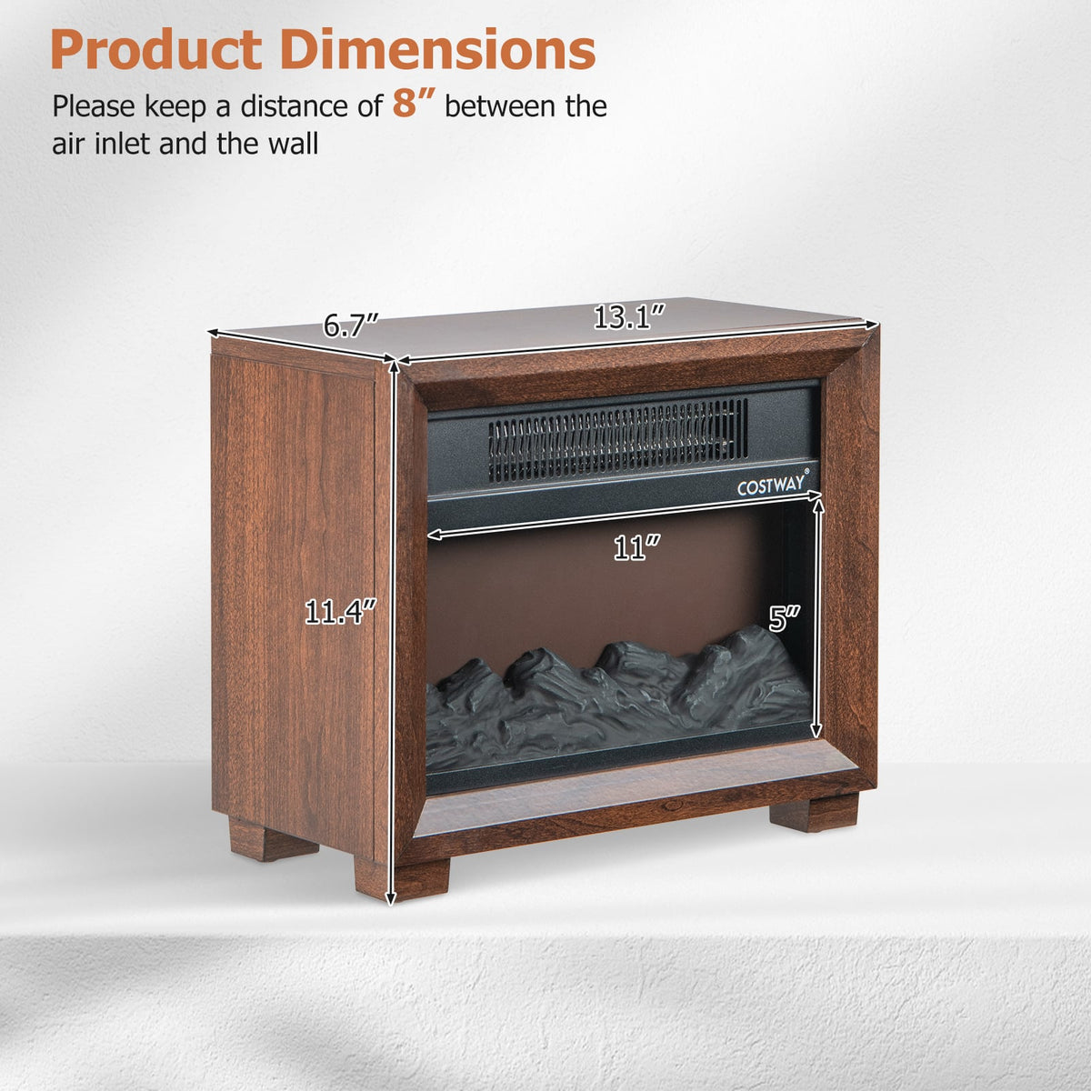 Mini Wooden Space Tabletop Fireplace with Realistic Flame Effect-Fireplaces-DECOROLALA