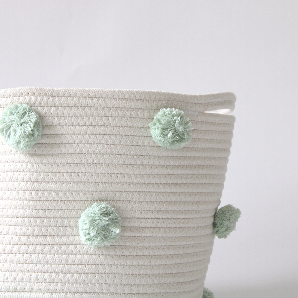 Mint Pom Basket - Large-Baskets-DECOROLALA