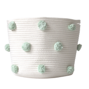 Mint Pom Basket - Large-Baskets-DECOROLALA