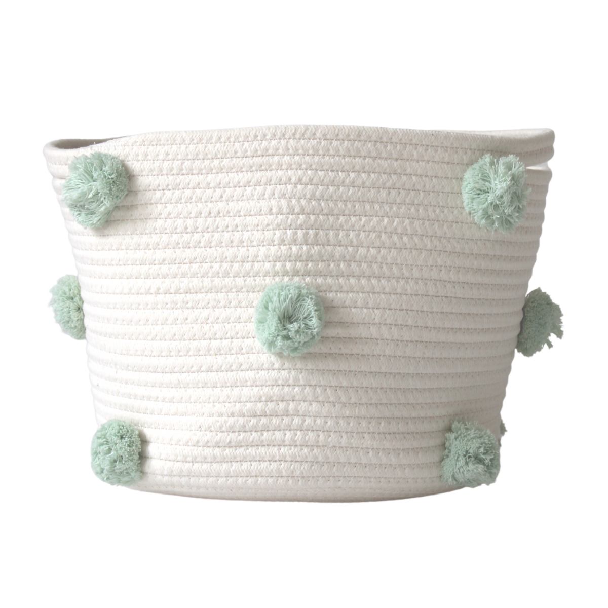 Mint Pom Basket - Medium-Baskets-DECOROLALA