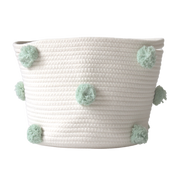 Mint Pom Basket - Medium-Baskets-DECOROLALA