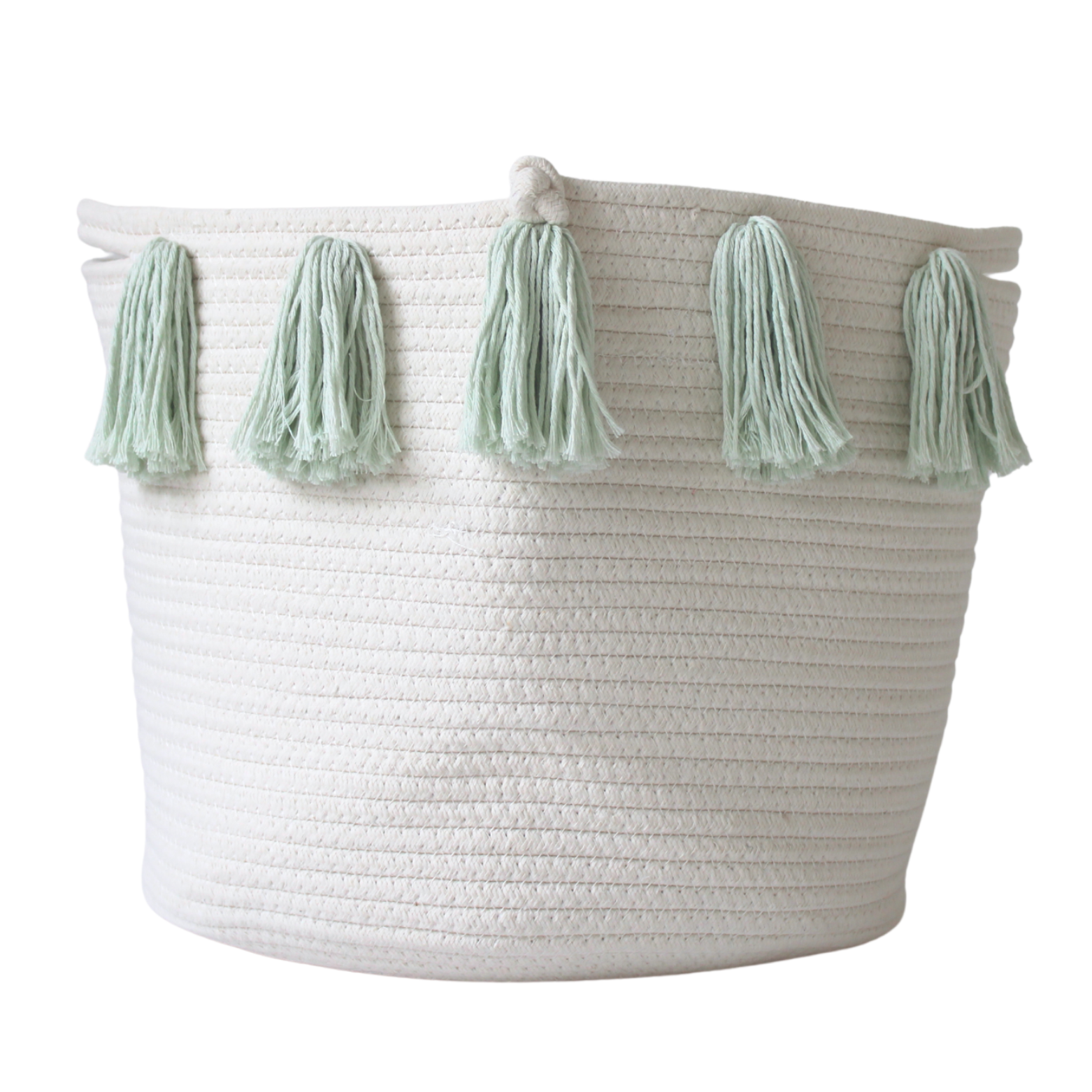 Mint Tassel Basket - Large-Basket-DECOROLALA