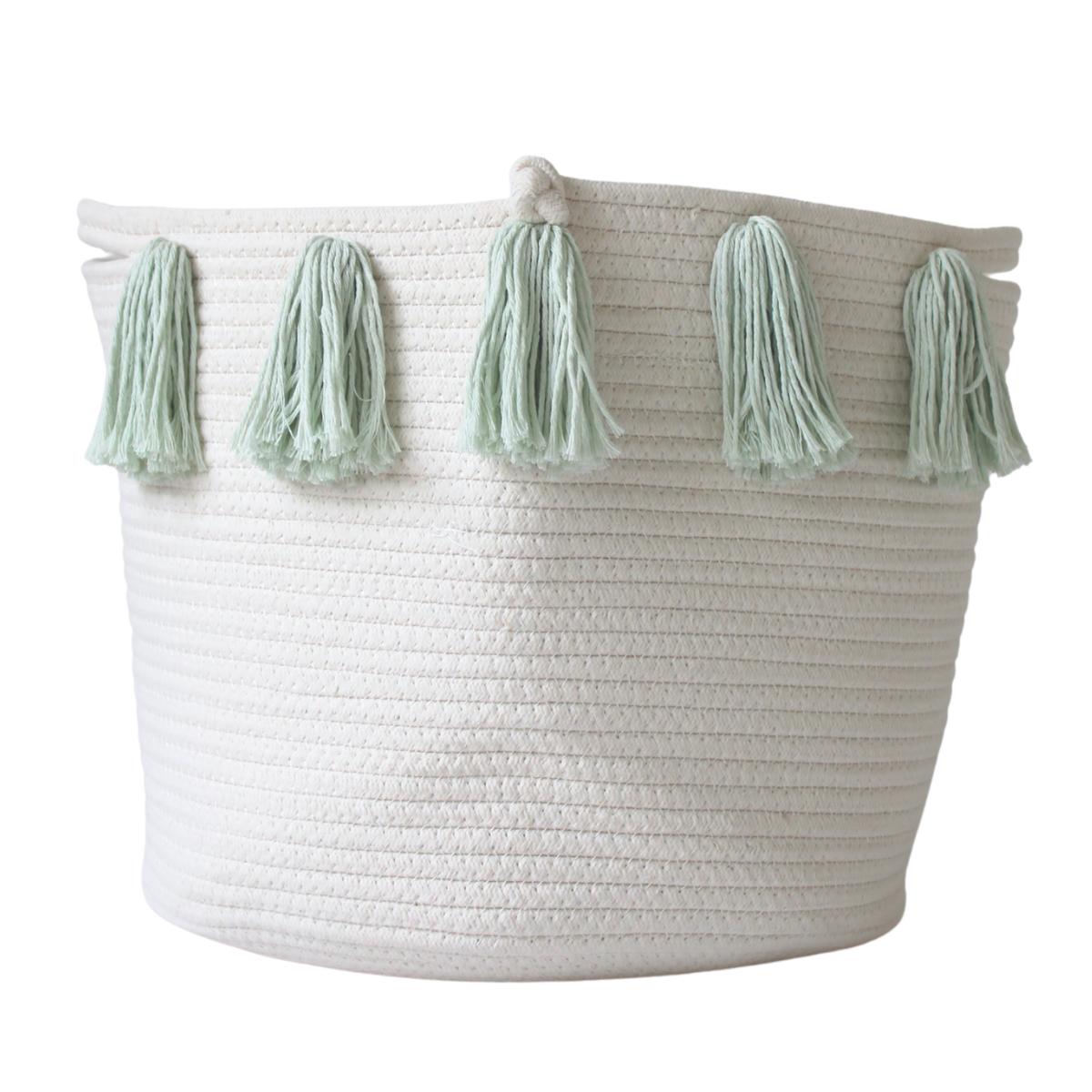 Mint Tassel Basket - Large-Baskets-DECOROLALA