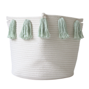 Mint Tassel Basket - Large-Baskets-DECOROLALA