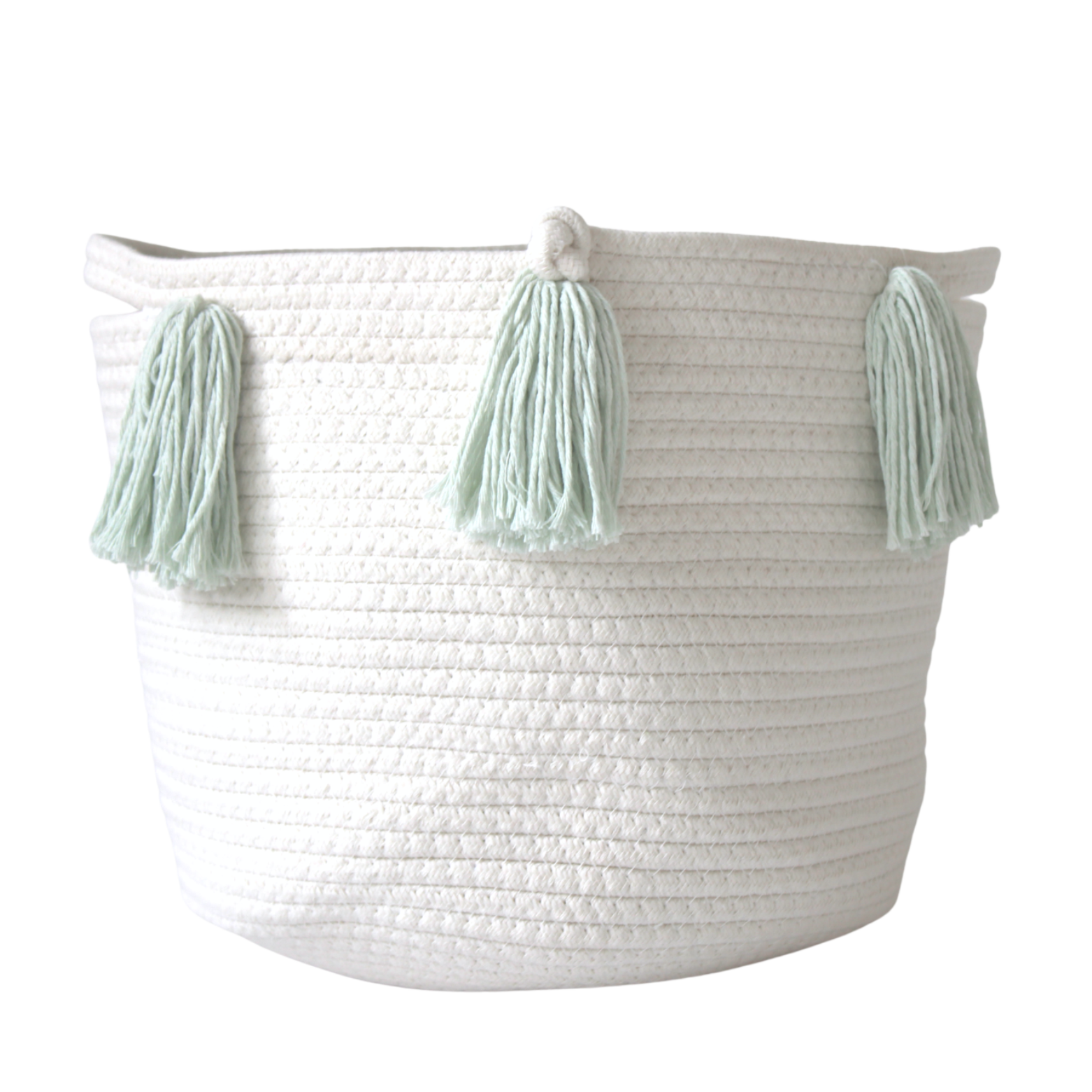 Mint Tassel Basket - Medium-Basket-DECOROLALA