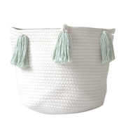 Mint Tassel Basket - Medium-Baskets-DECOROLALA