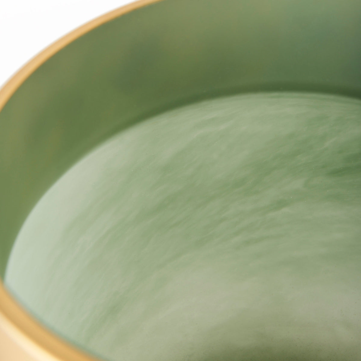 Minty 9.9L x 9.9W x 9.6H Green Glass Vase W/Matte Gold Metal Neck Cuff-Vase-DECOROLALA