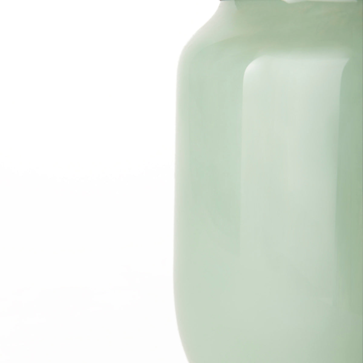 Minty Medium 8.7L x 8.7W x 12.4H Green Glass Vase W/Matte Gold Metal Neck Cuff-Vase-DECOROLALA