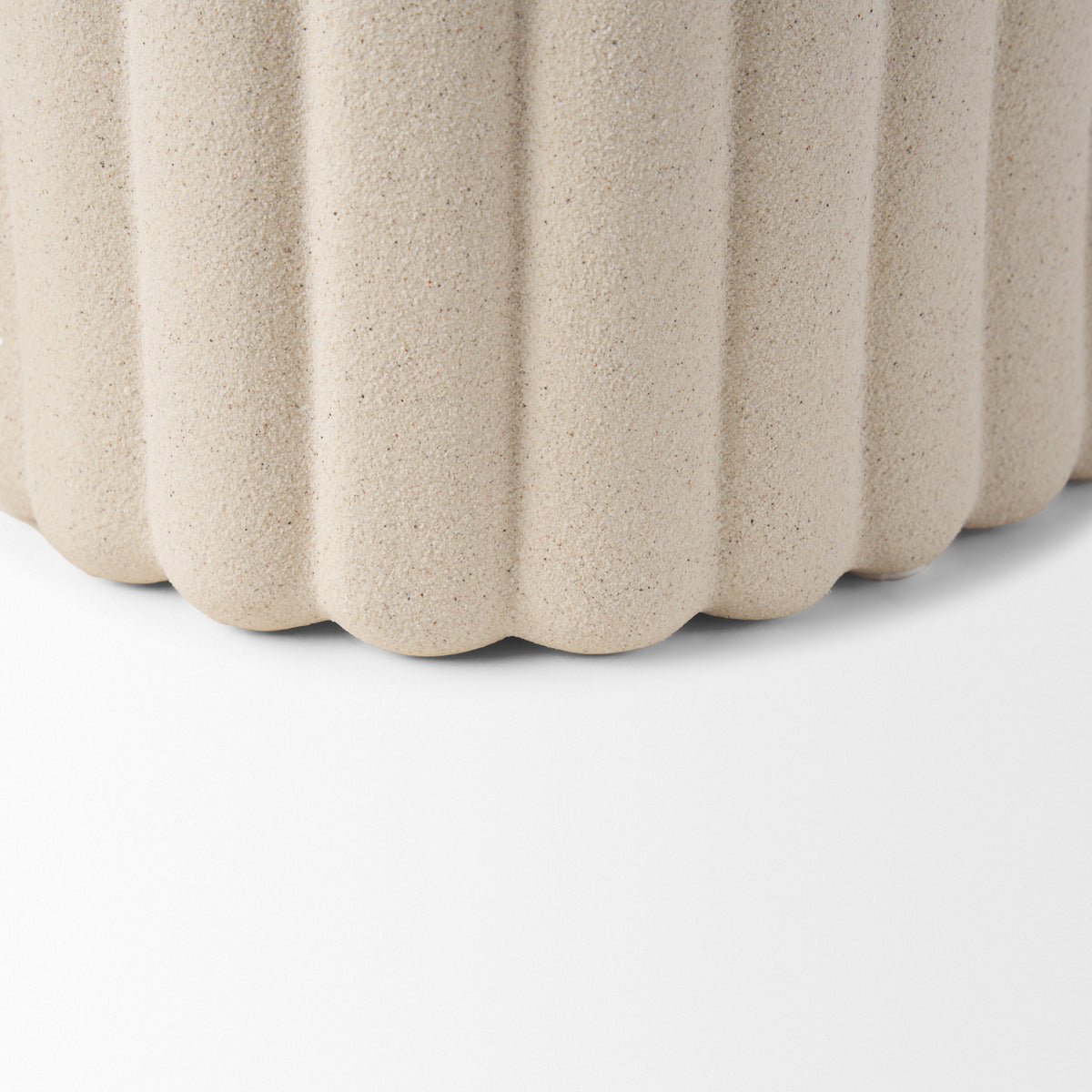 Mira Wide Textured Blush Beige Fluted Ceramic Vase-Vase-DECOROLALA