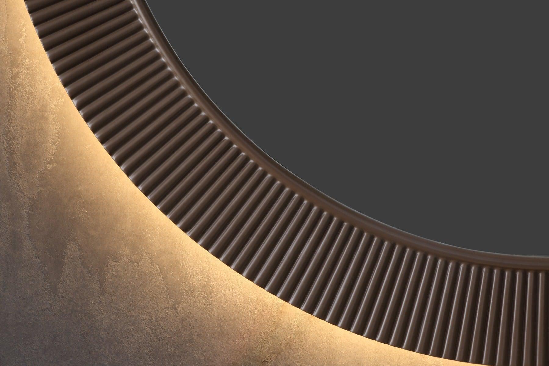 Mirror 40" LED Wooden Frame - Round-Mirror-DECOROLALA