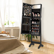Mirror Jewelry Cabinet with 20 Warm Lights and 4 Tilt Angles-Black-Jewelry Armoires-DECOROLALA