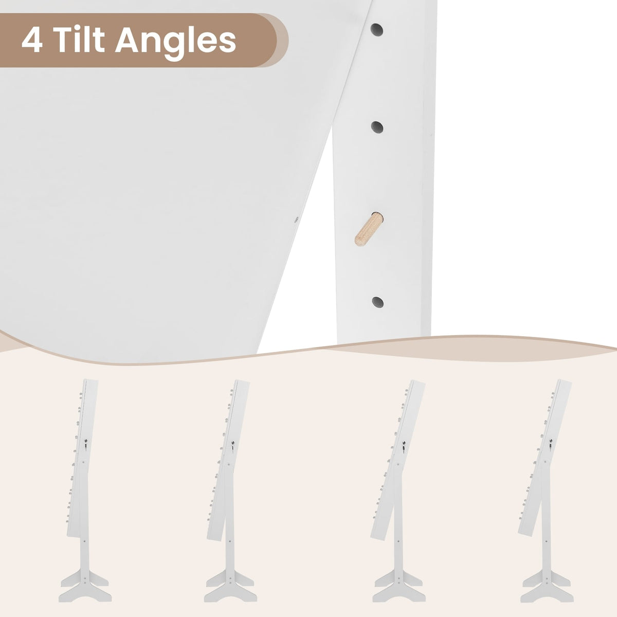 Mirror Jewelry Cabinet with 20 Warm Lights and 4 Tilt Angles-White-Jewelry Armoires-DECOROLALA