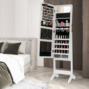 Mirror Jewelry Cabinet with 20 Warm Lights and 4 Tilt Angles-White-Jewelry Armoires-DECOROLALA