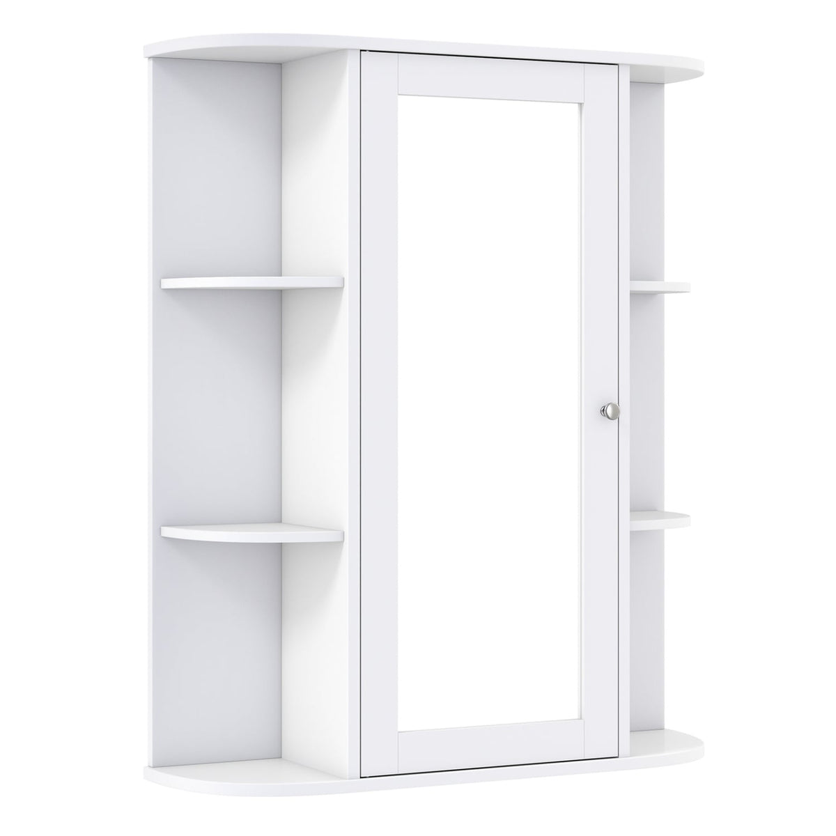 Mirrored Bathroom Medicine Cabinet - White Wall Mount MDF 23.5"-Wall Cabinets-DECOROLALA