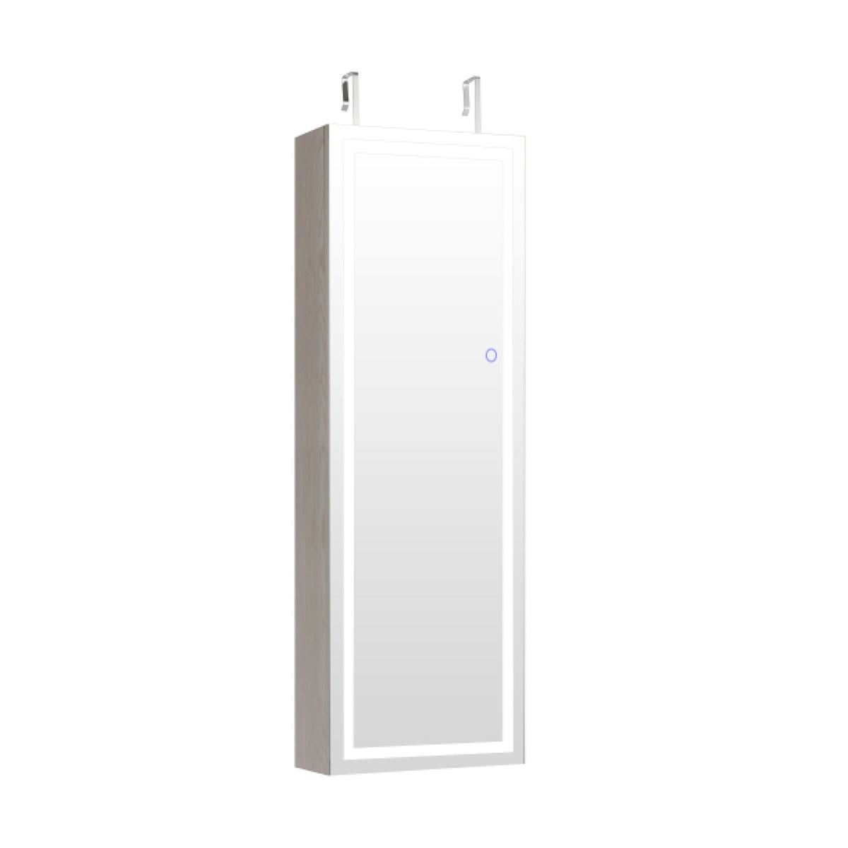 Mirrored Jewelry Armoire with Full Length Mirror and 2 Internal LED Lights-White-Jewelry Armoires-DECOROLALA