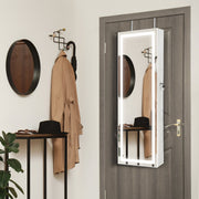 Mirrored Jewelry Armoire with Full Length Mirror and 2 Internal LED Lights-White-Jewelry Armoires-DECOROLALA